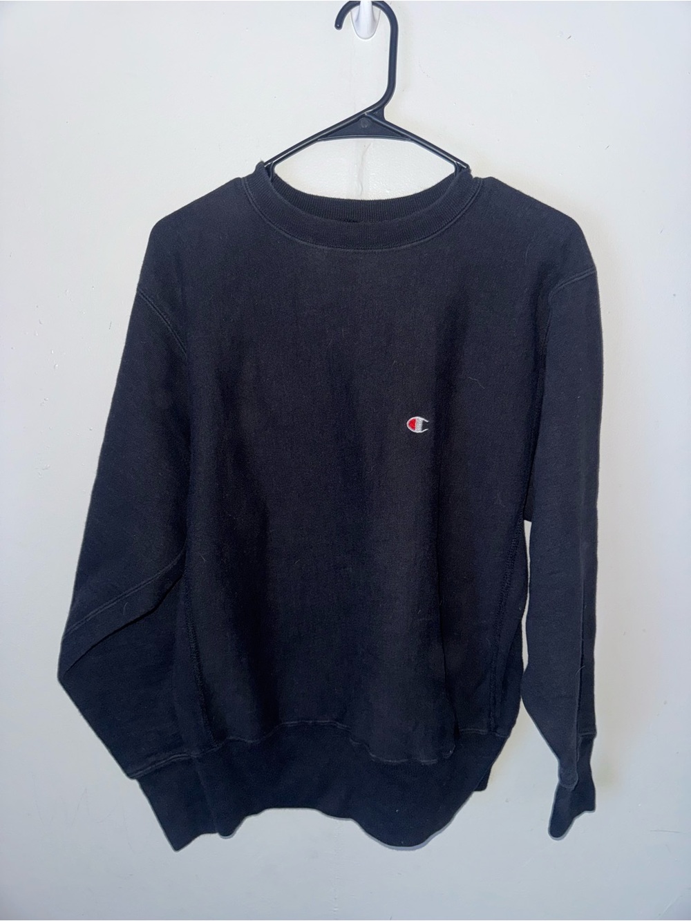 Champion Men's Black Reverse Weave Crewneck Sweatshirt Size Large